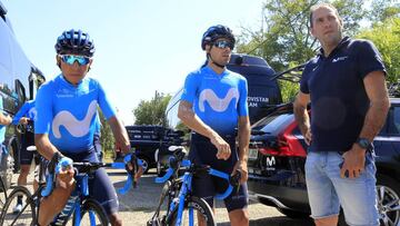 Nairo Quintana y Mikel Landa, junto a Jos&eacute; Luis Arrieta en una jornada de descanso durante el pasado Tour de Francia.