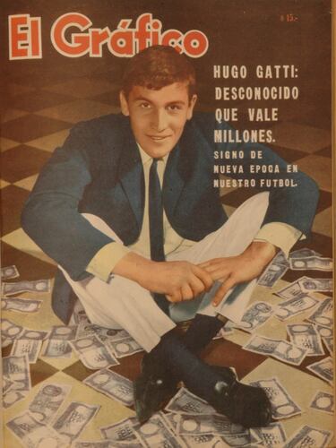 Gatti fue todo un fenómeno mediático acaparando portadas en una de las revistas de fútbol más importantes de Argentina, El Gráfico. 