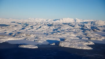 An aerial view shows the western Greenland coast, February 7, 2025. REUTERS/Sarah Meyssonnier