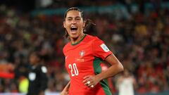 Kika Nazareth celebra su gol a Vietnam durante el Mundial femenino de 2023.