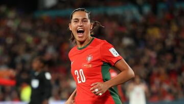 Kika Nazareth celebra su gol a Vietnam durante el Mundial femenino de 2023.