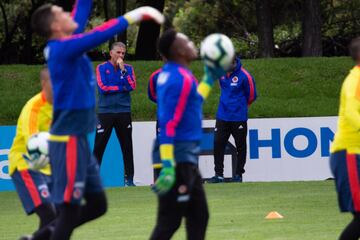 Iván Mauricio Arboleda,Eder Chaux, Aldair Quintana y Diego Novoa entrenan en la sede de la FCF bajo las dirección de Carlos Queiroz.