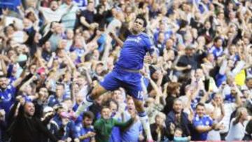 FA0002. London (United Kingdom), 13/09/2014.- Chelsea&#039;s Diego Costa celebrates after scoring a goal during the English Premier League soccer match between Chelsea FC and Swansea City at Stamford Bridge in London, Britain, 13 September 2014. EFE/EPA/FACUNDO ARRIZABALAGA DataCo terms and conditions apply. http://www.epa.eu/files/Terms%20and%20Conditions/DataCo_Terms_and_Conditions.pdf