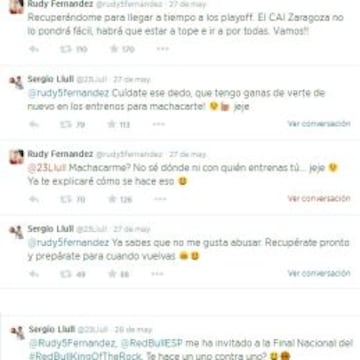 Los tweets entre Llull y Rudy.