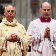 This is Dominique Mamberti, the Cardinal in charge of announcing the new Pope