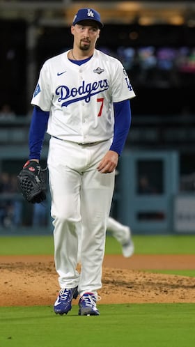 Oct 29, 2025; Los Angeles, California, USA; during game five of the 2025 MLB World Series at Dodger Stadium. Mandatory Credit: Kirby Lee-Imagn Images