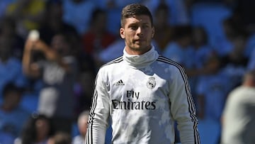 VIGO, SPAIN - AUGUST 17: Luka Jovic of Real Madrid during the Liga match between RC Celta de Vigo and Real Madrid CF at Abanca-Balaídos on August 17, 2019 in Vigo, Spain. (Photo by Octavio Passos/Getty Images)