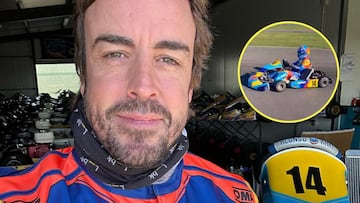 Fernando Alonso, en su circuito de kárting de Asturias.