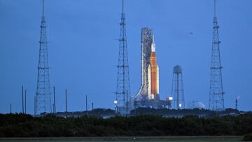 NASA's next-generation moon rocket, the Space Launch System (SLS) with the Orion crew capsule perched on top, stands on launch complex 39B as it is prepared for launch for the Artemis 1 mission at Cape Canaveral, Florida, U.S. September 3, 2022.  REUTERS/Steve Nesius