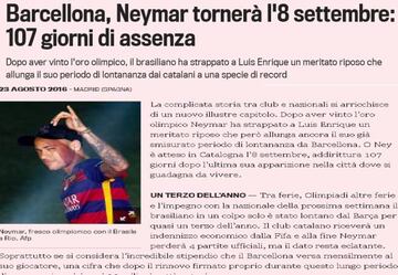 Neymar en la prensa catalana.