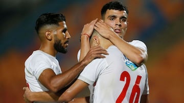 Soccer Football - Egyptian Premier League - Zamalek v Ismaily - Cairo International Stadium, Cairo, Egypt - October 26, 2020 Zamalek's Achraf Bencharki celebrates scoring their third goal with teammates REUTERS/Amr Abdallah Dalsh