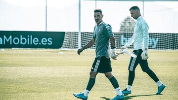 Rub&eacute;n Blanco durante un entrenamiento con el Celta.