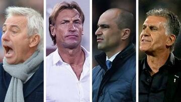 De izquierda a derecha, Van Marwijk, Renard, Roberto Martínez y Queiroz.