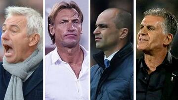 De izquierda a derecha, Van Marwijk, Renard, Roberto Mart&iacute;nez y Queiroz.