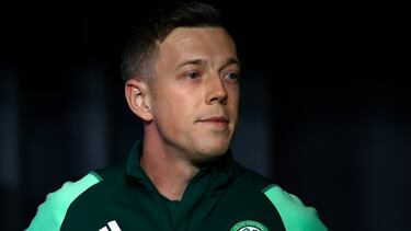MADRID, 06/11/2023.- El centrocampista del Celtic de Glasgow Callum McGregor durante la rueda de prensa ofrecida este lunes en el estadio Civitas Metropolitano, en la víspera del partido de la fase de grupos de la Liga de Campeones que les enfrenta al Atlético de Madrid. EFE/ Javier Lióon
