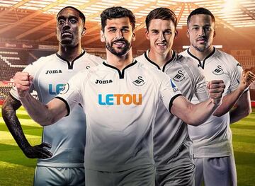 Primera equipación del Swansea.