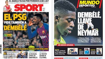 Portadas de los diarios Sport y Mundo Deportivo del d&iacute;a 27 de junio de 2019.