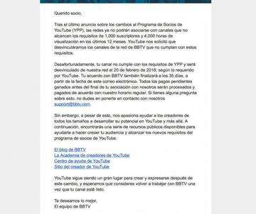 La carta que todos los YouTubers están recibiendo