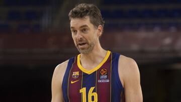 Pau Gasol, durante su debut con el Barcelona.