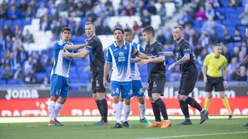 RCD Espanyol midfielder Victor Sanchez (4) during the match between RCD Espanyol against Deportivo Alaves, for the round 30 of the Liga Santander, played at RCDE Stadium on 1th April 2018 in Barcelona, Spain.