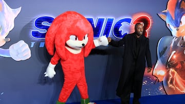 Knuckles, the character in costume, and Idris Elba attend the UK premiere of the film "Sonic the Hedgehog 3" at Leicester Square in London, Britain, December 10, 2024. REUTERS/Mina Kim