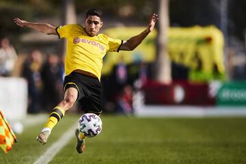 MARBELLA, SPAIN - JANUARY 11: Achraf Hakimi of Borussia Dortmund in action during a friendly match between Borussia Dortmund and Feyenoord Rotterdam on January 11, 2020 in Marbella, Spain. (Photo by Quality Sport Images/Getty Images)