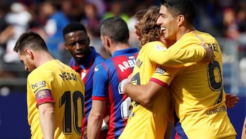 Lionel Messi (i) & Antoine Griezmann (FC Barcelona) celebrate