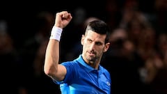Novak Djokovic celebra una victoria en la edición 2022 del Masters 1.000 de París-Bercy.