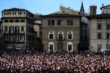 Soccer Football - Davide Astori Funeral - Santa Croce, Florence, Italy - March 8, 2018   People outside the church during the funeral   REUTERS/Alessandro Bianchi