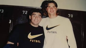 Diego Maradona y Pablo Trobbiani, cuando coincidieron en Boca.