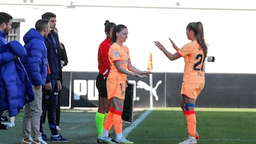 Eva Navarro, en el momento de su debut con el Atlético. Llevaba casi un año sin jugar tras su segunda rotura de cruzado.