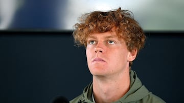Rome (Italy), 05/05/2024.- Italian tennis player Jannik Sinner attends a press conference, in Rome, Italy, 05 May 2024. Sinner announced the previous day he will not play at the upcoming Italian Open tennis tournament due to a hip injury which forced him out in Madrid earlier this week. (Tenis, Italia, Roma) EFE/EPA/ETTORE FERRARI