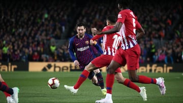 Leo Messi during the match between FC Barcelona against Atletico Madrid, for the round 31 of the Liga Santander, played at Camp Nou Stadium on 6th April 2019 in Barcelona, Spain.