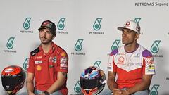 Bagnaia y Martín en la rueda de prensa de MotoGP en Sepang.