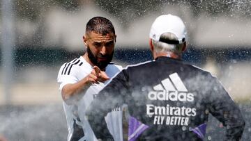 Benzema, durante un entrenamiento del Real Madrid.