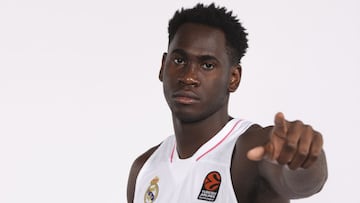 Usman Garuba, #16 poses during the 2020/2021 Turkish Airlines EuroLeague Media Day of Real Madrid at Valdebebas training ground on November 10, 2020 in Madrid, Spain.