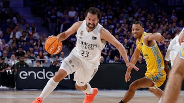 Sergio Llull acelera para dejar atrás a un defensor.
