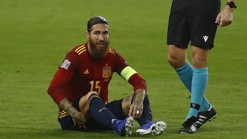 Ramos tuvo que irse lesionado con problemas en el bíceps femoral izquierdo.