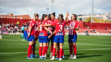 Las jugadoras del Atlético celebran el gol de Sheila Guijarro al Eibar en la octava jornada de la Liga F.