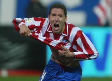 Simeone celebra un gol con el Atlético en su segunda etapa.