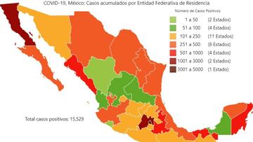 Mapa y casos de coronavirus en M&eacute;xico por estados hoy 27 de abril