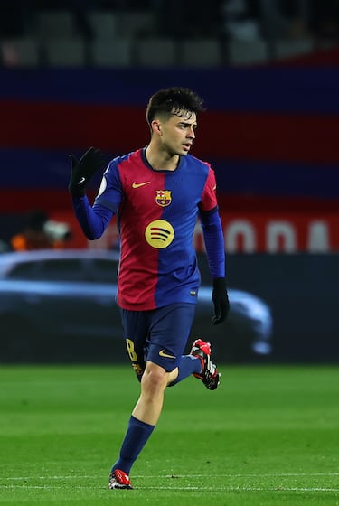 Koundé entró en el área y cedió con mucha calma hacia Pedri, que engañó a Musso, portero del Atlético de Madrid.