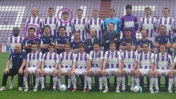 Señalados en los círculos, Miguel de la Fuente, Álvaro Rubio y Rafa López, que se miden en el Real Valladolid - Ávila de Copa del Rey.