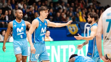Joaquín Rodríguez, escolta del Movistar Estudiantes, choca con Christian Díaz.