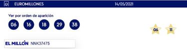 Euromillones: comprobar los resultados del sorteo de hoy, viernes 14 de mayo