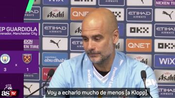 Pep Guardiola en rueda de prensa tras ganar la Premier