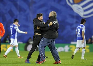 The Segunda B side celebrate after beating Real Sociedad 3-2 in the Copa del Rey.