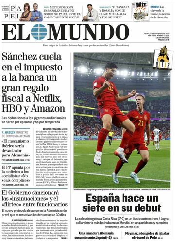 La Roja protagonista de las portadas de la prensa española