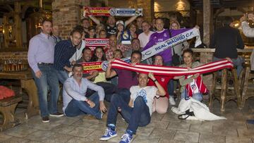 Las aficiones de Atleti y Madrid toman las calles de Tallin