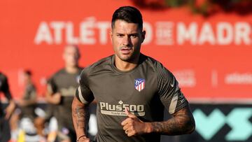 Vitolo, en un entrenamiento del Atl&eacute;tico de Madrid.